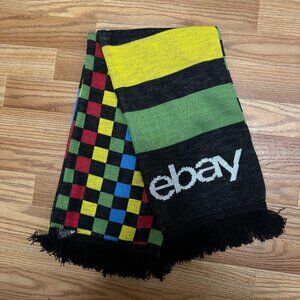 eBay Open 2023 Swag Long Scarf 2-sided 61" x 8" Fringe Red Blue Yellow Green